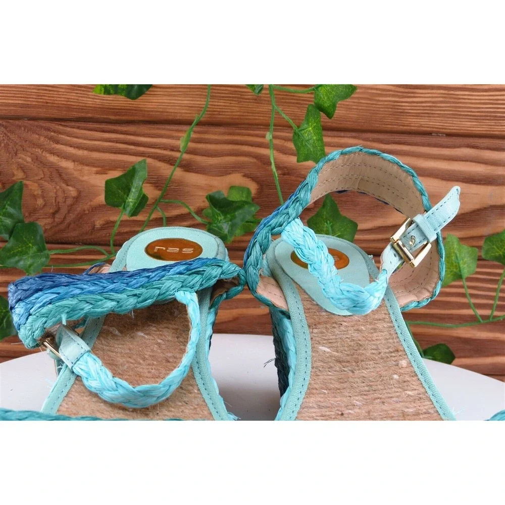 RAS Sz 39 M Blue Ankle Strap Leather‎ Women Sandals